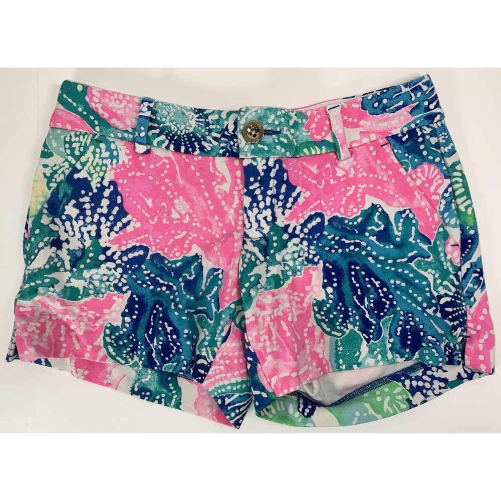 Women's Lilly Pulitzer Callahan Knit Shorts Multicolor Boho Batik Sz 00 (27"X5")